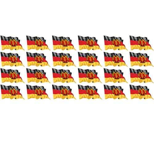 Indigos UG DDR Aufkleber Fahne - wehend - Miniflaggen - 24 Stück - 33x20mm - selbstklebende Folie - Mini Sticker - Minifahnen - Flagge für Auto, Laptop, Modellbau von INDIGOS UG