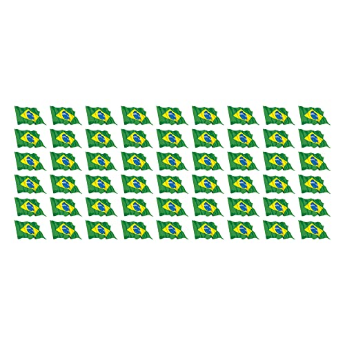 Indigos UG Brasilien Aufkleber Fahne - wehend - Miniflaggen - 54 Stück - 20x12mm - selbstklebende Folie - Mini Sticker - Minifahnen - Flagge für Auto, Laptop, Modellbau von INDIGOS UG