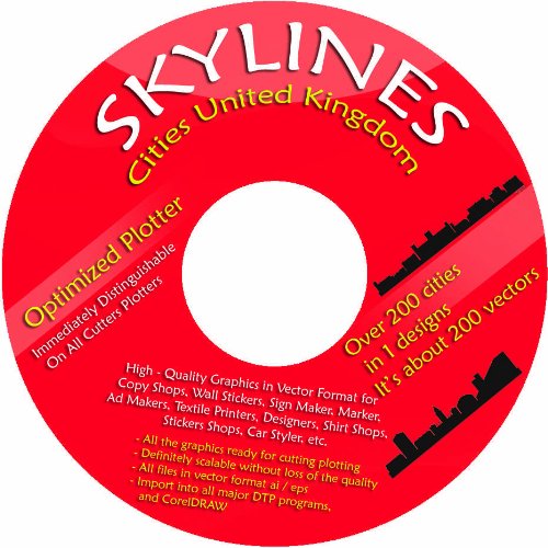 Vektoren CD / DVD 3 - 200 Skylines Städte England / UK 800 Stück für Wandtattoos, Aufkleber, Textildruck von INDIGOS UG