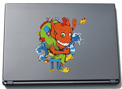 pinkelephant Laptopaufkleber Laptopskin clm001 - Lustige kleine Monster - Totenkopf-Skull - 150 x 192 mm Aufkleber von INDIGOS UG