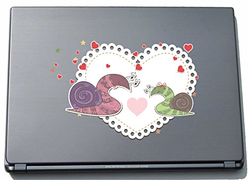 pinkelephant Laptopaufkleber Laptopskin lovely022 - Süße Herzen - Schnecken lieben - 150 mm Aufkleber von INDIGOS UG