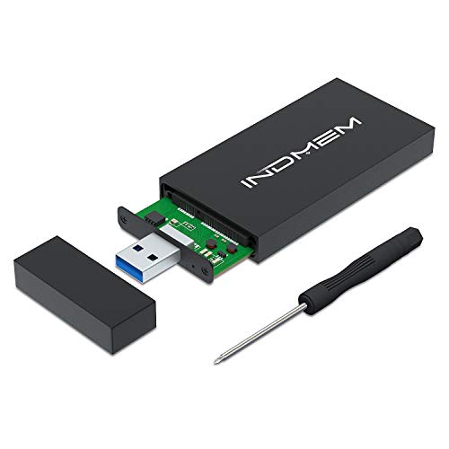 INDMEM mSATA SSD Gehäuse, externes Gehäuse für mSATA/Half Size mSATA zu USB 3.0 Adapter Solid State Laufwerke für 30 x 30 mm, 50 x 30 mm mSATA SSD (kein Kabel erforderlich) von INDMEM
