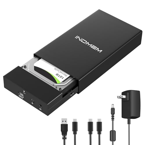 SAS zu USB Adapter Gehäuse mit USB-C, 5 Gbit/s Tool-Free Hartplattengehäuse Docking Station für 2,5-Zoll/3,5-Zoll SAS/SATA HDD/SSD, maximale Kapazität von 18 TB von INDMEM