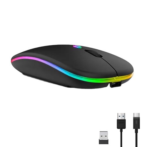 IndoTeam Kabellose Maus - Bluetooth Maus USB Maus Kabellos - Slim LED Bluetooth 5.2+2.4Ghz Wiederaufladbare Kabellose Maus für Laptop Computer Maus - Silent Mouse Wireless Bluetooth Maus Laptop Maus IndoTeam Kabellose Maus - Bluetooth Maus USB Maus Kabellos - Slim LED Bluetooth 5.2+2.4Ghz Wiederaufladbare Kabellose Maus für Laptop Computer Maus - Silent Mouse Wireless Bluetooth Maus Laptop Maus von INDOTEAM