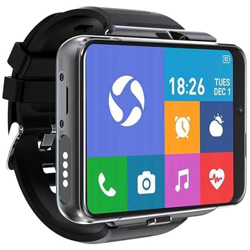 INDYGO - S999 Smartwatch - 4 GB RAM - mit Android, SIM, GPS, 2 Kameras, WiFi, Telefonfunktion, SMS, Schrittzähler, Sportuhr - IP67 Wasserfest - Viereckig - Groß XXL - Damen/Herren - Schwarz von INDYGO