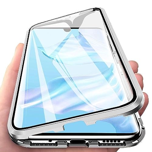 INF Handyhülle kompatibel mit Huawei P30 Pro/Magnetische Handyhülle mit Displayschutzfolie, doppelseitige Handyhülle aus gehärtetem Glas, Farbe transparent/Silber von INF
