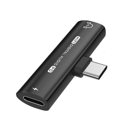 INF USB-C auf 3,5 mm Adapter für Kopfhörer und Ladegerät, für Geräte mit USB-C-Buchse, 5 cm, 1 x Adapter für Kopfhörer und Aufladen (schwarz) von INF