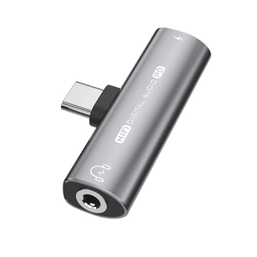 INF USB-C-zu-3,5-mm-Adapter für Kopfhörer und Ladegerät, für Geräte mit USB-C-Buchse, unterstützt die Musikwiedergabe, 5 cm, 1 x Adapter (Grau) von INF