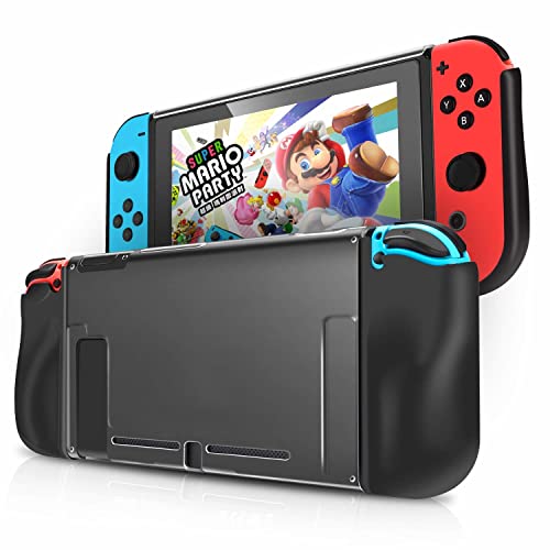 Schutzhülle kompatibel mit Nintendo Switch, TPU hochwertige, starke Schutzkonsolenhülle, Transparent/Schwarz Schutzhülle kompatibel mit Nintendo Switch, TPU hochwertige, starke Schutzkonsolenhülle, Transparent/Schwarz von INF