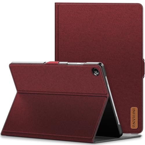 INFILAND Hülle für Samsung Galaxy Tab A9+/ A9 Plus 11 Zoll 2023 (SM-X210/ X216/ X218), [Schutzhülle Ultradünne PU Leder] [Multi Winkel Ständer] [ Auto Wachen/Schlafen], Dunkelrot von INFILAND