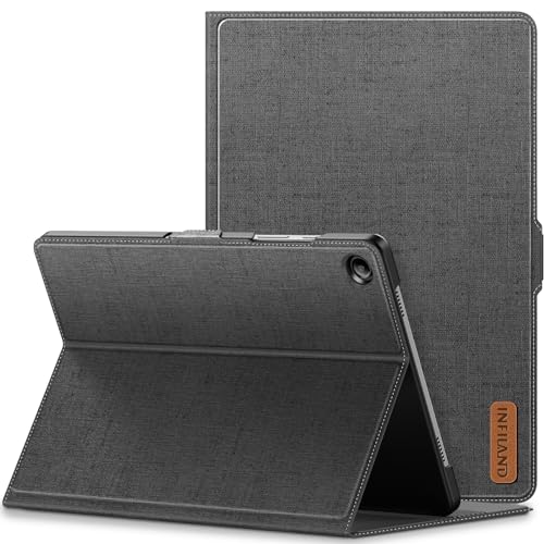 INFILAND Hülle für Samsung Galaxy Tab A9+/ A9 Plus 11 Zoll 2023 (SM-X210/ X216/ X218), [Schutzhülle Ultradünne PU Leder] [Multi Winkel Ständer] [ Auto Wachen/Schlafen], Grau von INFILAND