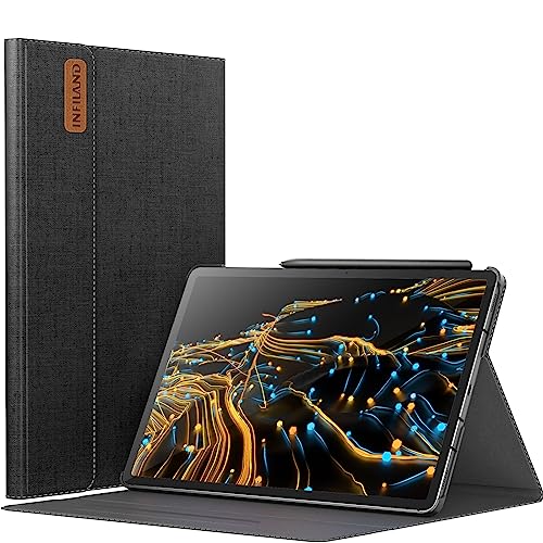 INFILAND Hülle für Samsung Galaxy Tab S9 FE+ Plus/S9+ Plus 2023, Multi-Winkel Ständer Dünn Schutzhülle mit Stifthalter für Galaxy Tab S9+/FE Plus 12.4 Zoll Tablet, Auto Schlaf/Wach, Schwarz von INFILAND