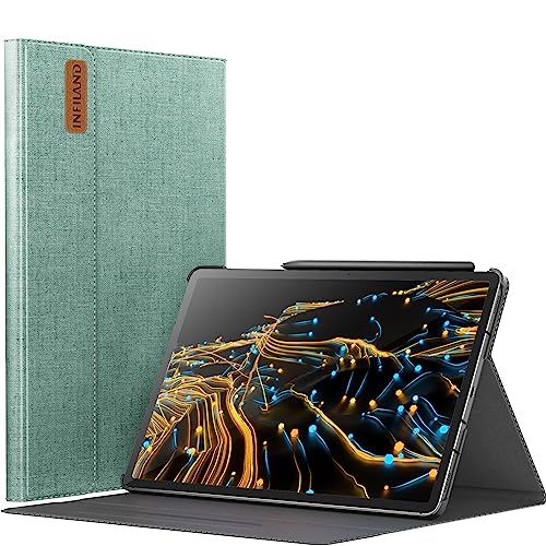 INFILAND Hülle für Samsung Galaxy Tab S9 FE+ Plus/S9+ Plus 2023, Multi-Winkel Ständer Schutzhülle mit Stifthalter für Galaxy Tab S9+/FE Plus 12.4 Zoll Tablet, Auto Schlaf/Wach, Minzgrün von INFILAND