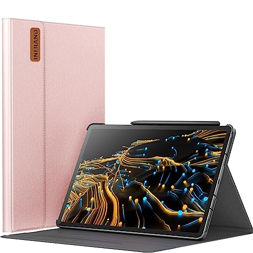 INFILAND Hülle für Samsung Galaxy Tab S9 FE+ Plus/S9+ Plus 2023, Multi-Winkel Ständer Schutzhülle mit Stifthalter für Galaxy Tab S9+/FE Plus 12.4 Zoll Tablet, Auto Schlaf/Wach, Roségold von INFILAND