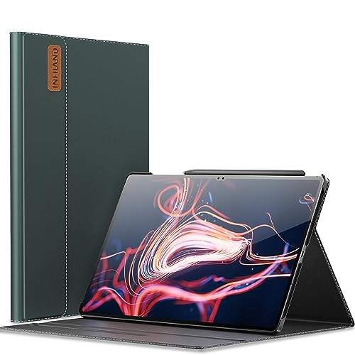 INFILAND Hülle für Samsung Galaxy Tab S9 Ultra 14.6 Zoll 2023 Release [SM-X910/916/918], Multi-Winkel Ständer Hülle für Galaxy tab S9 Ultra, [Auto Schlaf/Wach Funktion], Mitternachtsgrün von INFILAND