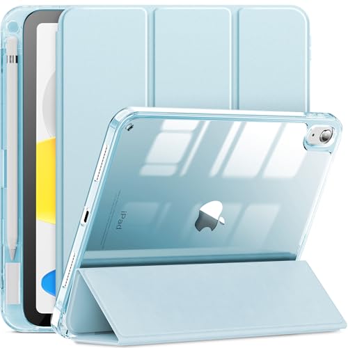 INFILAND Hülle für iPad (A16) 11./10. Generation (2025/2022), Stoßfeste Smart Case Cover mit transparenter Rückseite Schutzhülle mit Auto Schlaf/Wach Funktion, Hellblau von INFILAND