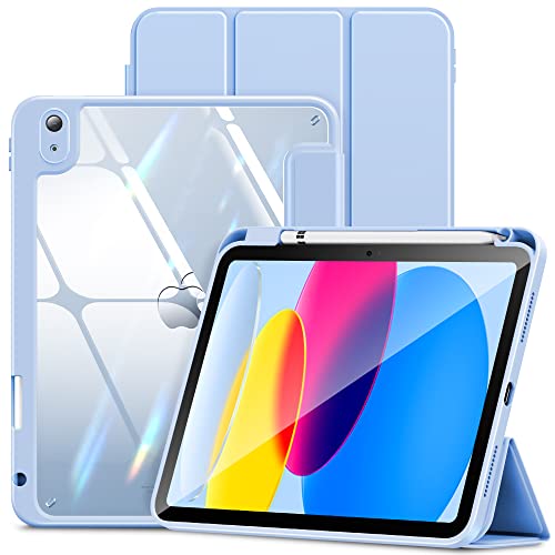 INFILAND Hülle für iPad 10. Generation mit Stifthalter Stoßfest Rahmen & Transparente Rückwand Anti-Schmutz Anti-Kratz Schutzhülle Kompatibel mit iPad 10th Generation 10.9" 2022 (Hellblau) von INFILAND