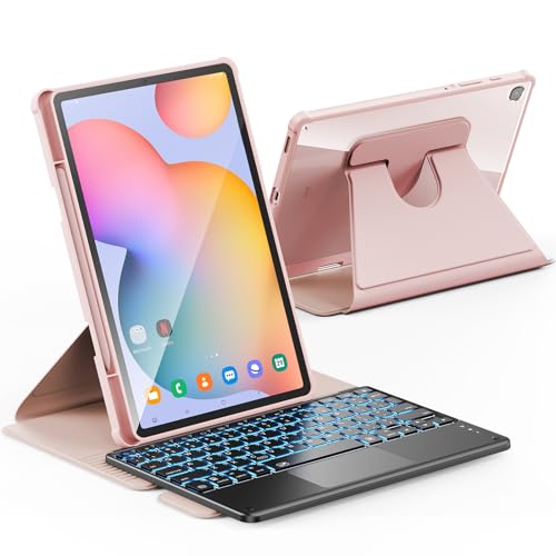 INFILAND Tastatur Hülle für Galaxy Tab S6 Lite 10.4 Zoll 2024/2022/2020 Modell (SM-P620/P625/P610/P613/P615/P619), [Hochpräzises Tackpad] mit 360 Grad drehbarem Ständer & abnehmbarer Tastatur, Schwarz von INFILAND