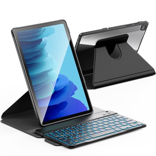 INFILAND Tastaturhülle für Samsung Galaxy Tab A9+ Plus 11 Zoll 2023 Modell (SM-X210/X216/X218) mit 360-Grad-Rotation, schlankem Standcover, Abnehmbarer magnetischer kabelloser Tastatur, Schwarz von INFILAND