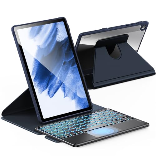 INFILAND für Samsung Galaxy Tab A9+/A9 Plus Hülle mit Tastatur [Hochpräzises Touchpad], 360° Drehbar, Abnehmbarer Deutsches Beleuchtete Bluetooth Tastatur für Tab A9+ 11 Zoll 2023, Blau von INFILAND