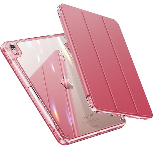 INFILAND für iPad Air 11 Zoll Hülle M2 2024, iPad Air 6/5/4 Hülle 2022/2020 10,9 Zoll - Kristallklare Rückseite Anti-Vergilbung Schutzhülle mit Stifthalter, Auto Schlafen/Wachen, Wassermelone Rot von INFILAND