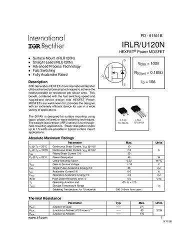 Infineon Technologies IRLR120N MOSFET 1 N-Kanal 48W TO-263-3 von INFINEON TECHNOLOGIES