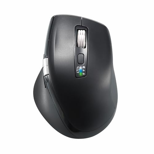 INFINMIND Kabellose Computer-Bluetooth-Maus Mit Intelligentem Fliegendem Scroll, Daumenscroll, Ergonomisch, Leise, 3 Geräte, Für Windows/Mac OS/Chrom/Linux/Android (Dunkelschwarz) von INFINMIND