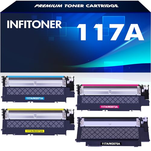 117A Toner Color Laser 179fwg: 4-Pack Kompatibel für HP 117A Toner Set Color Laser MFP 179fwg 178nwg 150nw 179fnw 150a 178nw 178 179 W2070A W2071A W2072A W2073A Schwarz Cyan Gelb Magenta von INFITONER