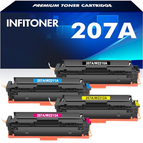 207A 207X MFP M283fdw Toner: Multipack Ersatz für HP 207A 207X Color Laserjet Pro M282nw M255dw M283fdn M283 M282 M255 Keine Chip W2210A W2210X W2211A W2212A W2213A von INFITONER