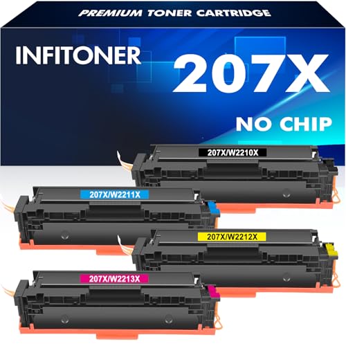 207X 207A Kompatibel für HP 207X 207A Color Laserjet Pro MFP M283fdw Toner M255dw M282nw M283fdn M255nw W2210X W2211X W2212X W2213X Multipack - Schwarz Cyan Gelb Magenta (Kein Chip, 4er-Pack) von INFITONER