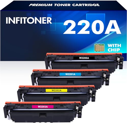 220A Toner Mit Chip Kompatible für HP 220A 220X Color Laserjet Pro MFP 4302dw 4302fdw 4202dw 4202dn 4302fdn W2200A W2201A W2202A W2203A (Schwarz Cyan Gelb Magenta,4er-Pack) von INFITONER