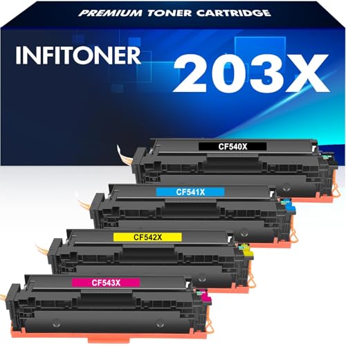 4-Pack 203X Tonerkartusche Kompatibel für HP M281fdw Toner Color Laserjet Pro MFP M281fdn M280nw M281cdw M254nw M254dn M254dw M281 M254 M280 CF540X CF541X CF542X CF543X Schwarz Cyan Gelb Magenta von INFITONER