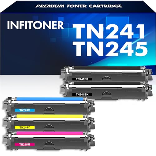 5er-Pack TN241 TN245 Kompatible für Brother MFC 9332CDW Toner DCP 9022CDW MFC 9142 CDN HL-3142CW MFC-9332CDW MFC-9142CDN DCP-9022CDW DCP-9020CDW HL-3152CDW HL-3140CW TN241BK TN245C TN245Y TN245M von INFITONER