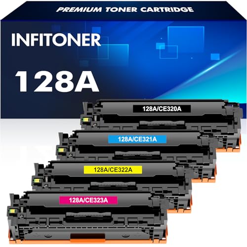 INFITONER 4-Pack Multipack 128A CE320A Toner Kompatibel für Laserjet Pro CP1525N CP1525NW CM1415FN CM1415FNW CE321A CE322A CE323A ( Schwarz Cyan Gelb Magenta ) von INFITONER