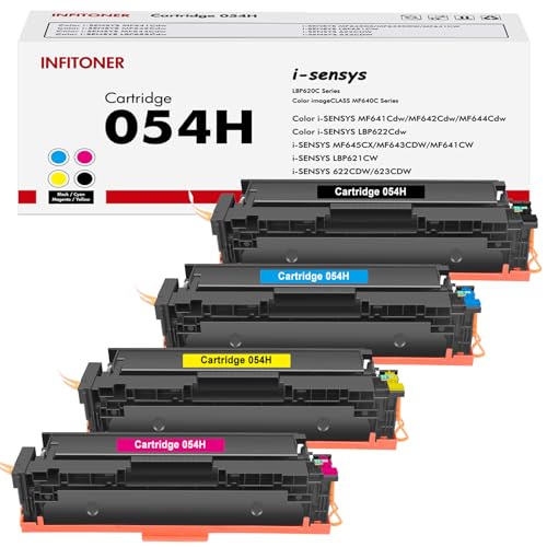 INFITONER 4X Toner Cartridge 054H 054 für i-SENSYS MF645Cx LBP623Cdw MF643Cdw MF641Cw LBP621Cw MF642Cdw MF644Cdw LBP622Cdw MF640C LBP620C Schwarz Cyan Gelb Magenta von INFITONER