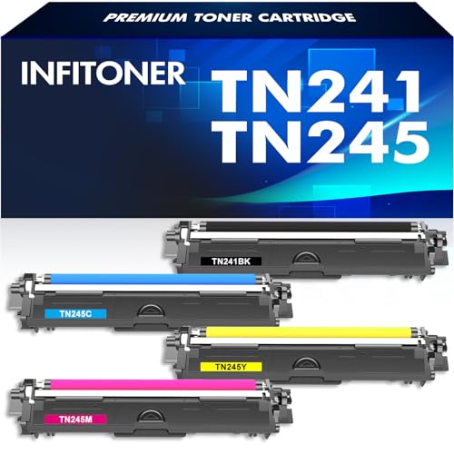 INFITONER TN241 TN245 Toner Kompatibel für Brother MFC 9332CDW DCP 9022CDW HL-3142CW MFC 9142CDN MFC-9332CDW DCP-9022CDW DCP-9020CDW DCP-9017CDW MFC-9142CDN HL-3152CDW TN-241 TN-245 TN-242 TN-246 von INFITONER