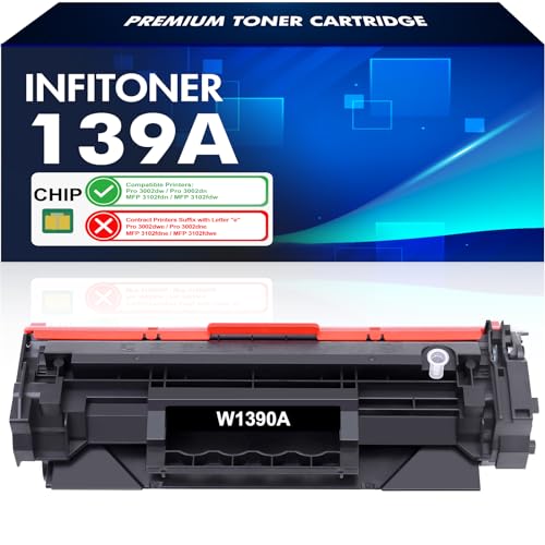 Mit Chip 139A (W1390A) 139X Toner Kompatibel für HP 139A 139X W1390A W1390X Laserjet Pro 3002dw 3002dn 3002 MFP 3102fdn 3102fdw 3102 Tonerkartusche (Schwarz, 1er-Pack) von INFITONER