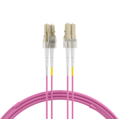 INFRALAN© Duplex Patchkabel Flat-Twin LC-LC OM4 -- 10m LSZH 3x5mm erikaviolett von INFRALAN