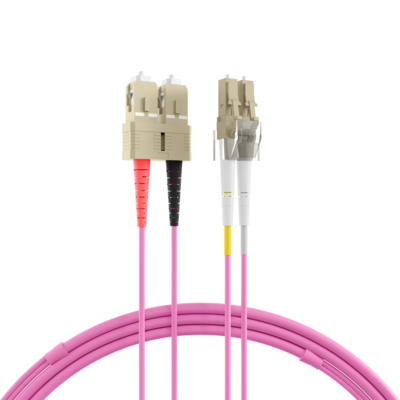 INFRALAN© Duplex Patchkabel Flat-Twin LC-SC OM4 -- 2m LSZH 3x5mm erikaviolett von INFRALAN