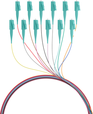 INFRALAN© Faserpigtail LC OM3  -- farbiges Set 2m - 12 Stück von INFRALAN