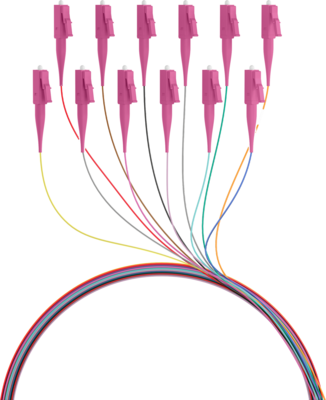 INFRALAN© Faserpigtail LC OM4  -- farbiges Set 2m - 12 Stück von INFRALAN