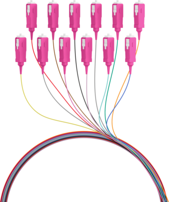 INFRALAN© Faserpigtail SC OM4  -- farbiges Set 2m - 12 Stück von INFRALAN