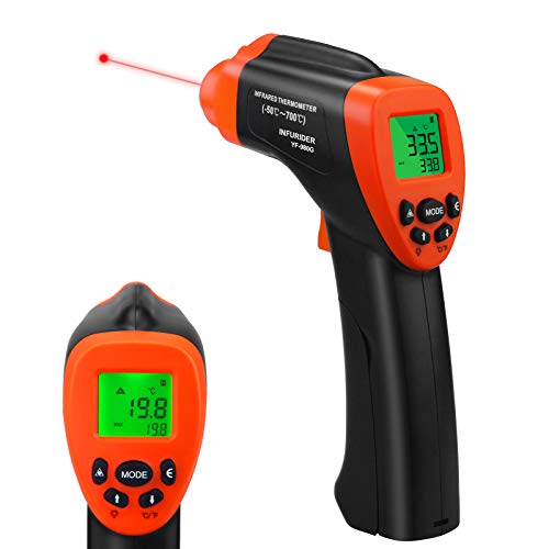 Infrarot Thermometer（-58℉-1292℉）,INFURIDER YF-980G Berührungslose Digitale Laser Temperaturpistole,16:1 Temperaturmessgerät IR Pyrometer mit Max/Min Alarm für HVAC Pizzaofen Kochen von INFURIDER