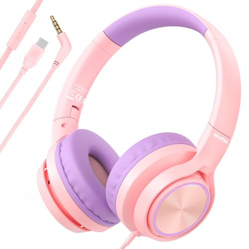 INFURTURE Kinder USB C 3,5 mm Kopfhörer für Kinder, Jungen, Mädchen (Rosa) von INFURTURE