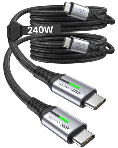 INIU 240W USB C Kabel, [2-Pack 2m] PD Schnellladekabel USB C auf USB C, Nylon Geflochten Ladekabel USB-C Ladegerät für iPhone 16 15 Pro Max Samsung Galaxy S23 S22 Pixel 7 iPad Pro MacBook Air usw von INIU