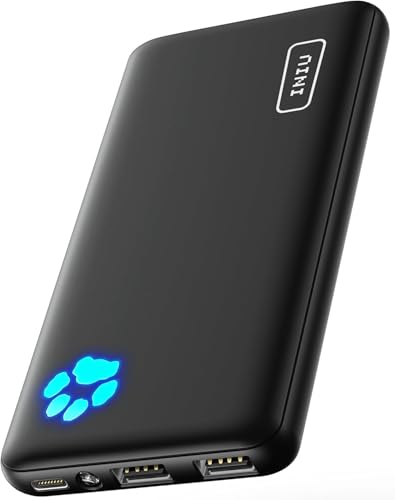 INIU Power Bank, Ultra Slim 10000mAh Powerbank Klein Aber Stark, USB C Input & Output, Externe Handyakkus Triple 3A with Flashlight, Kompatibel mit iPhone 15 14 13 12 11 X Pro Max Samsung Huawei von INIU