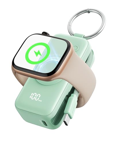 INIU Power Bank für Apple Watch, 5000mAh Powerbank mit eingebautem Kabel, Schlankes Reise Schlüsselanhänger Akkupack LCD-Display für iWatch 10/9/8/Ultra2/Ultra/SE, iPhone 16/15 Grün INIU Power Bank für Apple Watch, 5000mAh Powerbank mit eingebautem Kabel, Schlankes Reise Schlüsselanhänger Akkupack LCD-Display für iWatch 10/9/8/Ultra2/Ultra/SE, iPhone 16/15 Grün von INIU