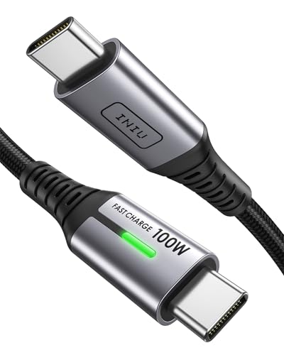 INIU USB C Kabel, 100W [0.3m] PD3.0 Schnellladekabel USB C auf USB C, Nylon Geflochten Ladekabel USB-C Ladegerät für iPhone 15 Pro Samsung Galaxy S23 S22 S21 Pixel 7 iPad Pro MacBook Air Tablets usw. von INIU