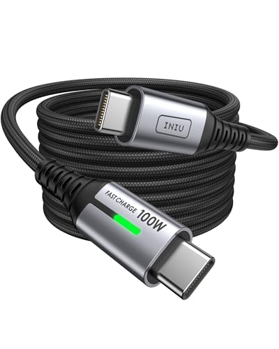 INIU USB C Kabel, 100W [2m] PD3.0 Schnellladekabel USB C auf USB C, Nylon Geflochten Ladekabel USB-C Ladegerät für iPhone 16 15 Pro Samsung Galaxy S23 S22 S21 Pixel 7 iPad Pro MacBook Air Tablets usw. von INIU