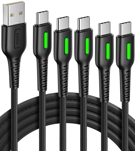 INIU USB C Kabel, Ladekabel USB C 5 Stück (1+1+2+2+0.5m) QC 3.1A Typ C Schnellladekabel, Nylon Geflochtenes Handy USB-C Schnellladung für iPhone 16 15 Pro Samsung S22 S10 Huawei Google Piexl Xiaomi. von INIU